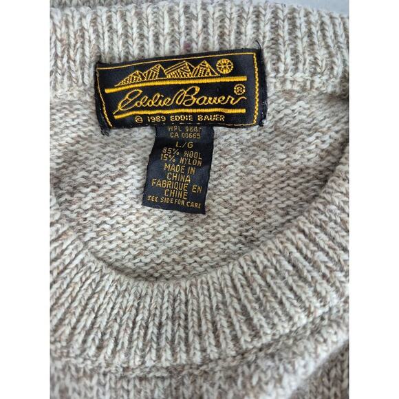 Vtg 80s Eddie Bauer Wool Blend Sweater  Flower Basket/Wreath Design Sz L - Picture 4 of 4